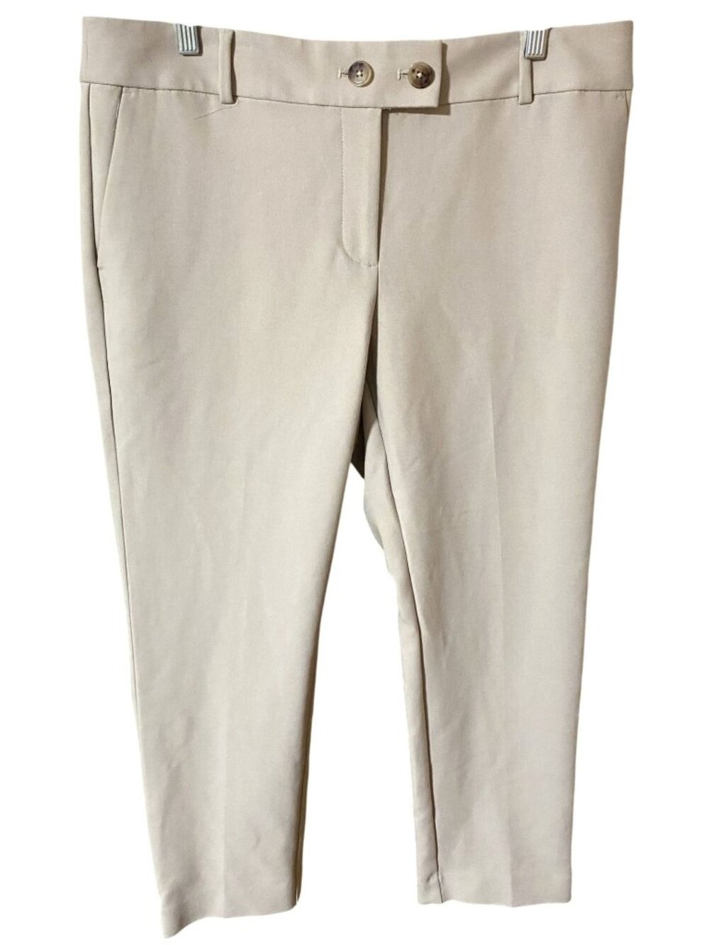 LOFT Womens 12 Beige Slim Cropped Pants Ankle Career Quiet Luxury Minimalist